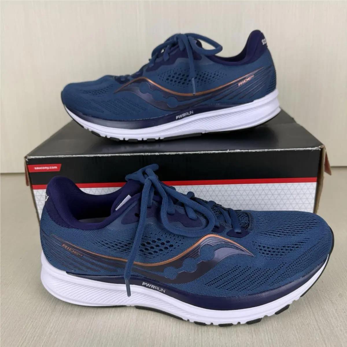 Saucony Ride 14 Womens Size 10 Athletic Running Shoe Midnight/copper