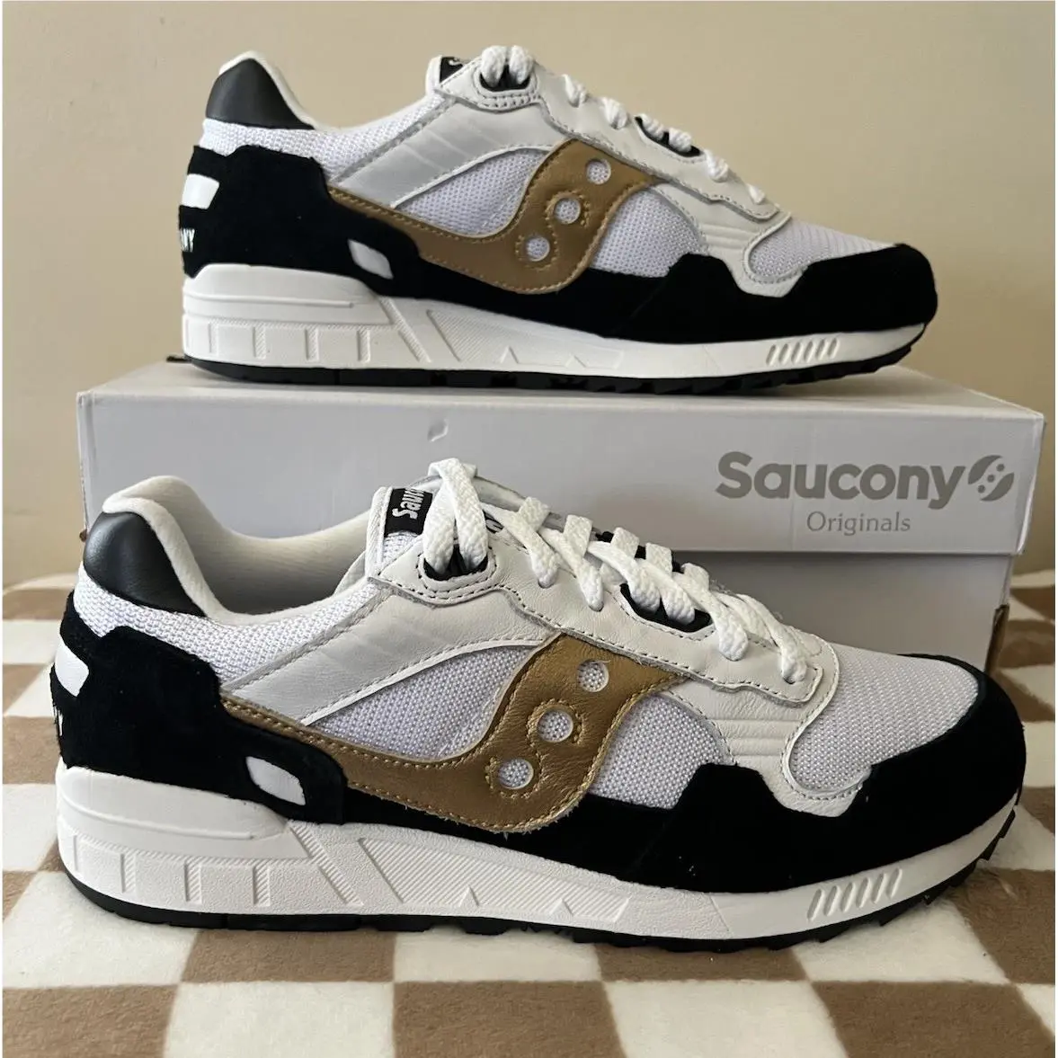 Saucony Shadow 5000 Retro Sneakers White/gold/black S70919-1 Men`s Size 9.5