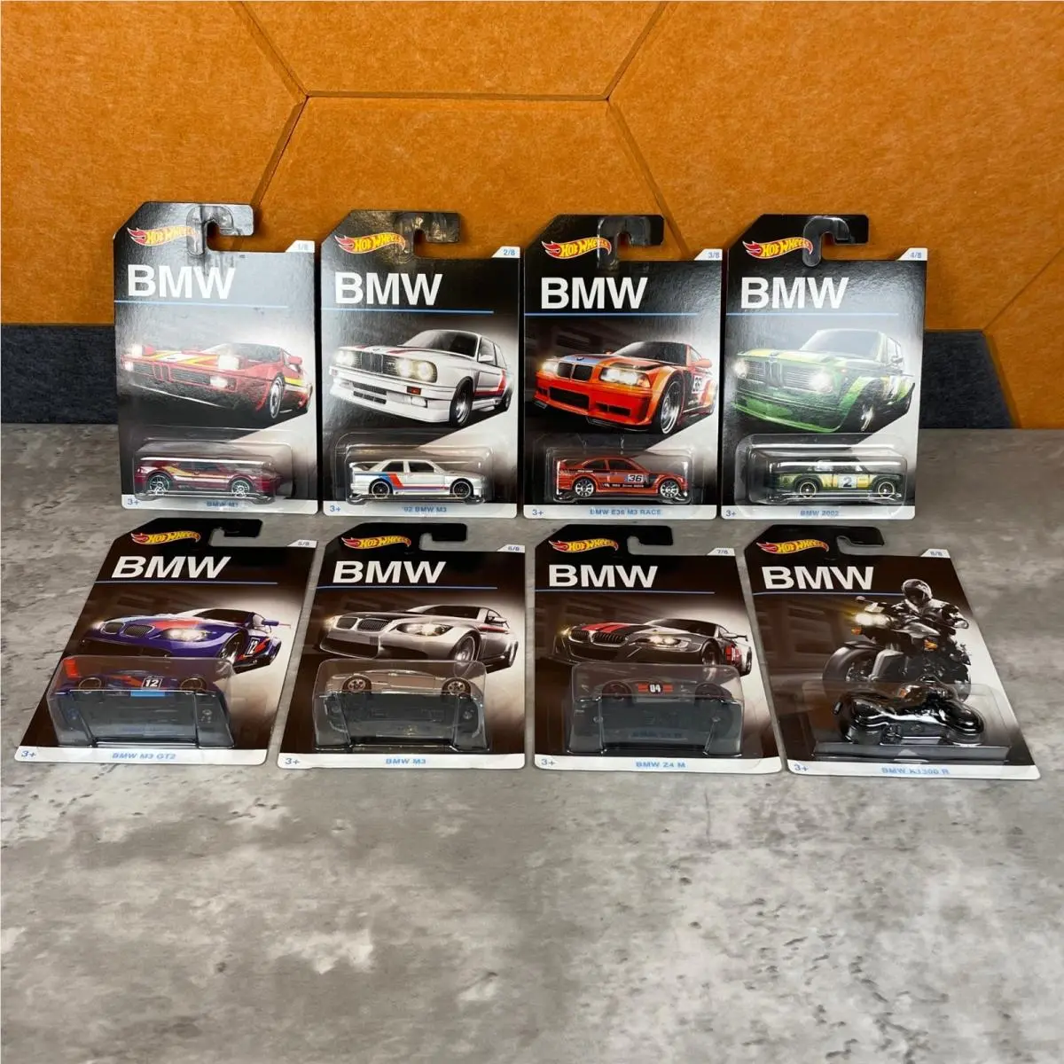 Hot Wheels Bmw Series Complete Set of 8 M1 92 M3 E36 2002 GT2 Z4 M K1300R 1:64