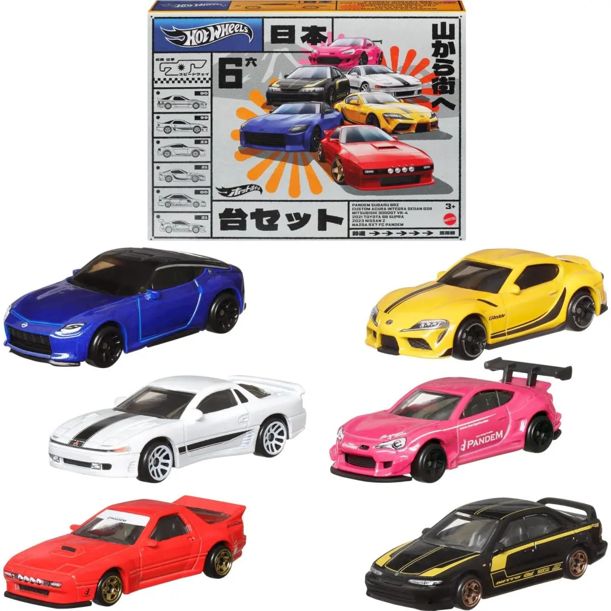 Hot Wheels Car Culture Toy Car 6-Pack Set of 6 Die-cast 1:64 Scale Japanese Veh