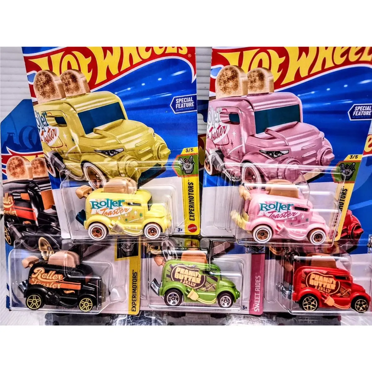 Hotwheels Roller Toaster-5 Car Lot-experimotors-sweet Rides-peanutbutter Jelly