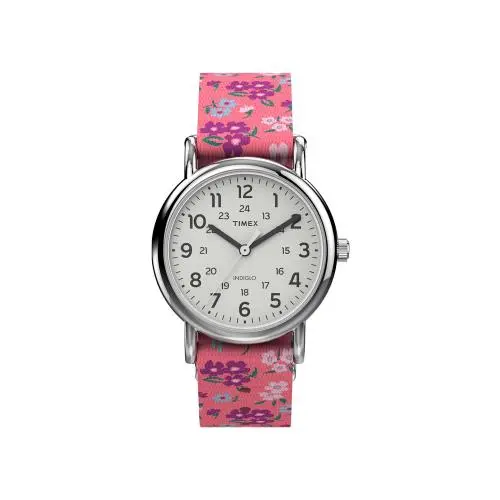 Timex Women`s Weekender 31mm Watch - Silver-tone Case Pink/white/silver-tone - Pink, Silver, White