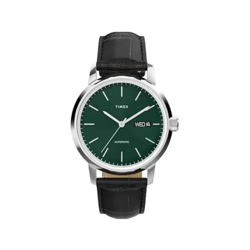 Marlin Men`s Watch TW2Y54400VQ 38mm Green Crosshair Dial Black Leather by Timex