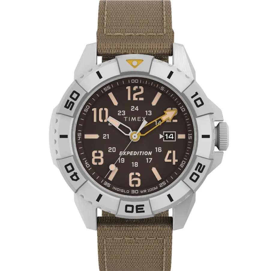 Timex Expedition North Ridge Fabric Strap Men’s Watch TW2V62400 - Dial: Brown, Band: Light Brown, Bezel: Silver
