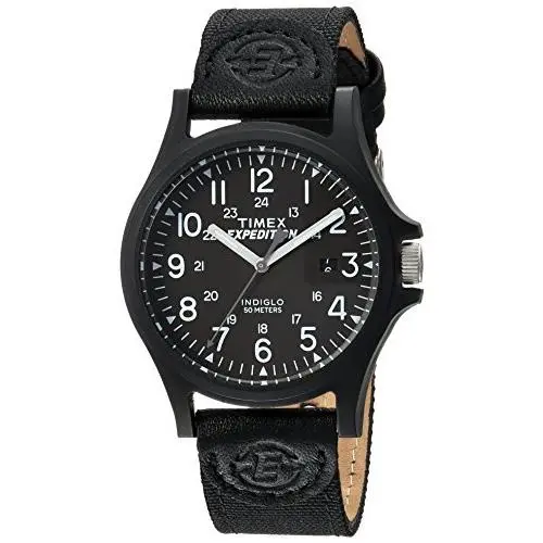 Men`s TW4B08100 Expedition Acadia Black Leather/nylon Strap Watch by Timex
