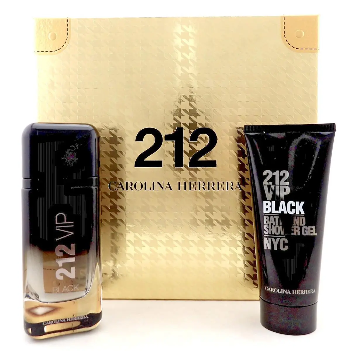 212 Vip Black by Carolina Herrera 3.4oz Edp Spray+3.4oz Shower Gel Men`s Set
