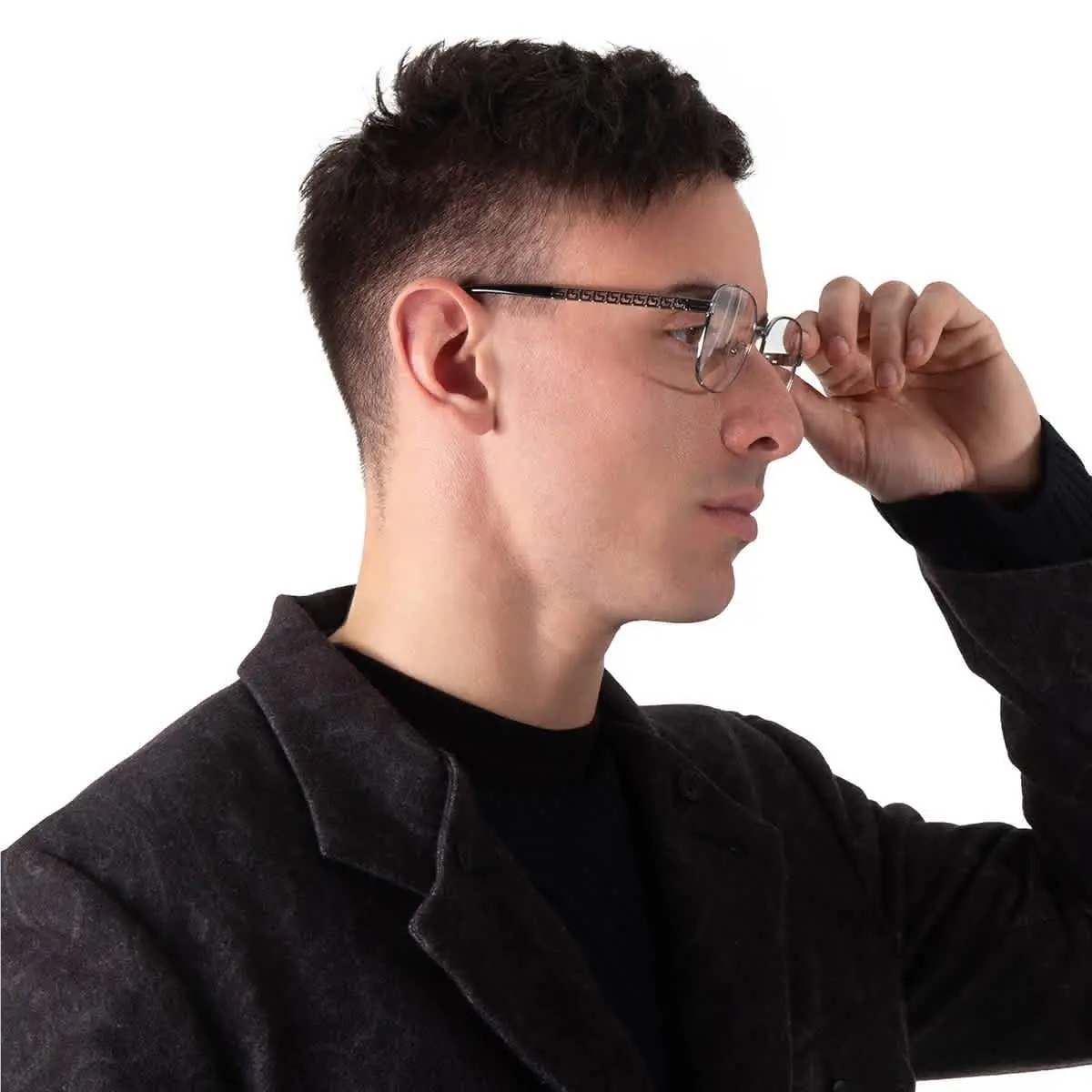 Versace Demo Square Men`s Eyeglasses VE1290 1001 56 VE1290 1001 56