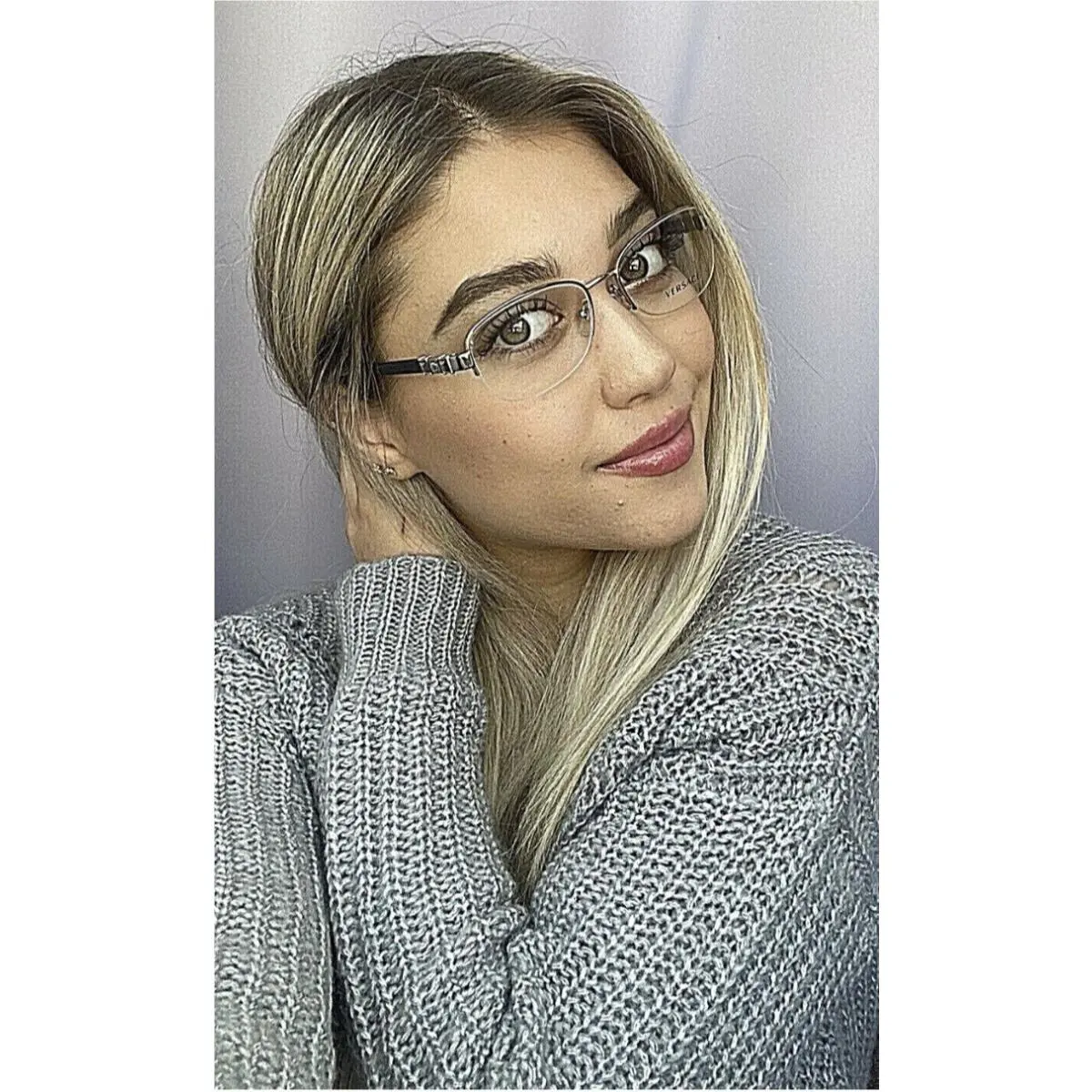 Mod. 3012-B 54mm Semi-rimless Silver Women`s Eyeglasses Italy 1 2 by Versace