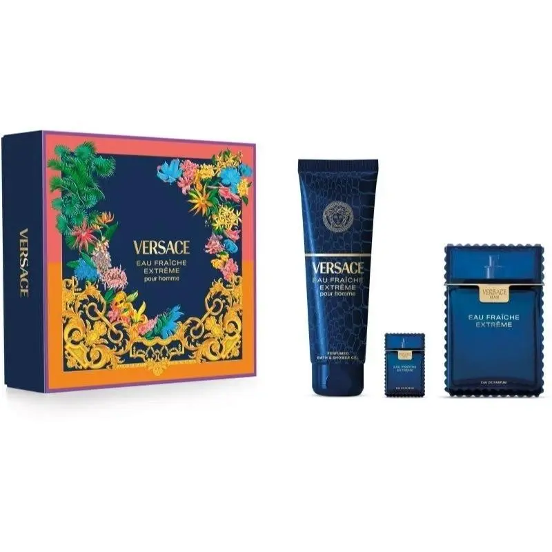 Versace Eau Fraiche Extreme 3 Pcs Eau De Parfum 3.4 oz Shower Gel Set For Men