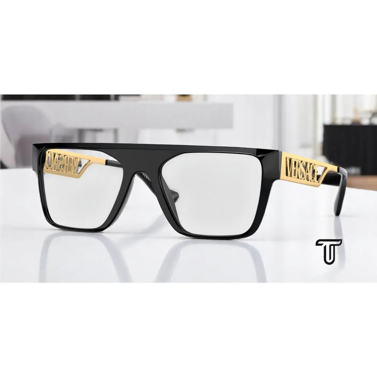 VE3326U GB1 Black Demo Lens 55 mm Men`s Eyeglasses by Versace