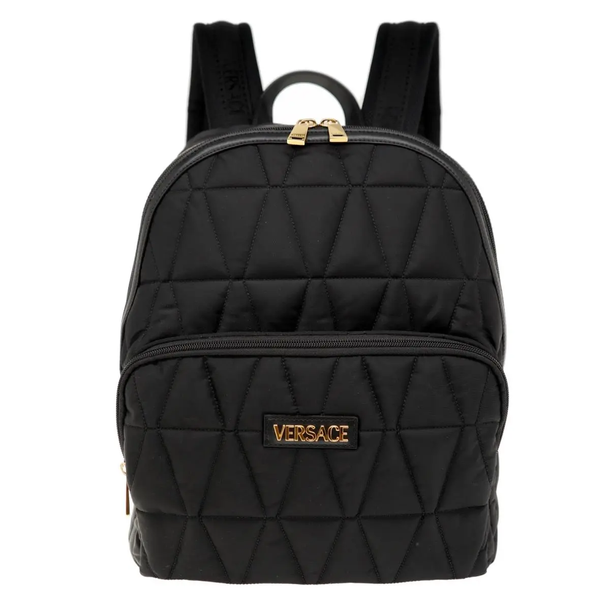 Versace Myth Embroidered Logo Backpack Quilted Black Nylon