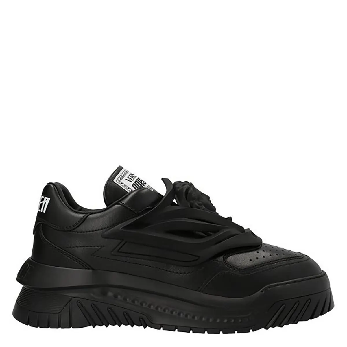Versace Men`s Black Leather Odyssea Sneakers Brand Size 39 US Size 6