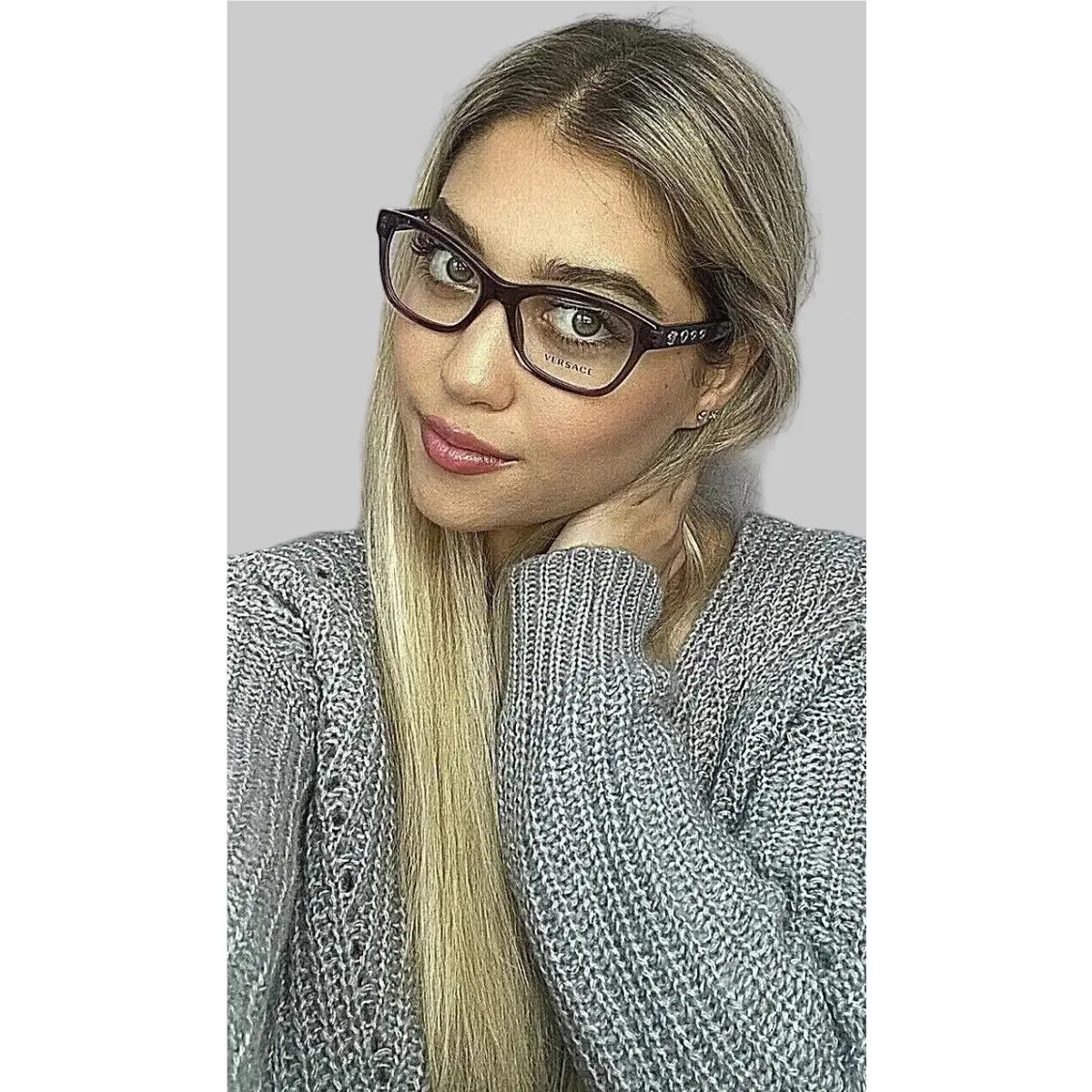 Versace Mod. 3225 5029 Clear Purple 52mm Cat Eye Women`s Eyeglasses Frame 479
