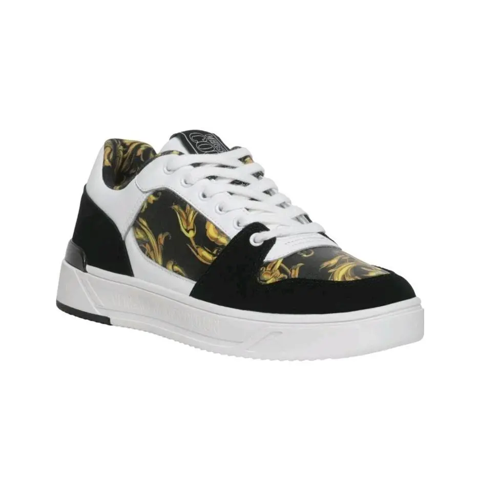 Jeans Couture Men`s Sneaker White Gold Black Fondo IT EU 39 Size 6.5 US by Versace