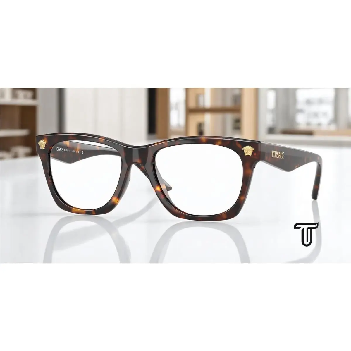 VE3363U 108 Havana Demo Lens 52 mm Men`s Eyeglasses by Versace