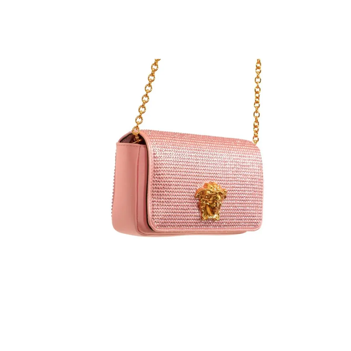 Versace Pink Strass Gold Medusa Mini Shoulder Bag