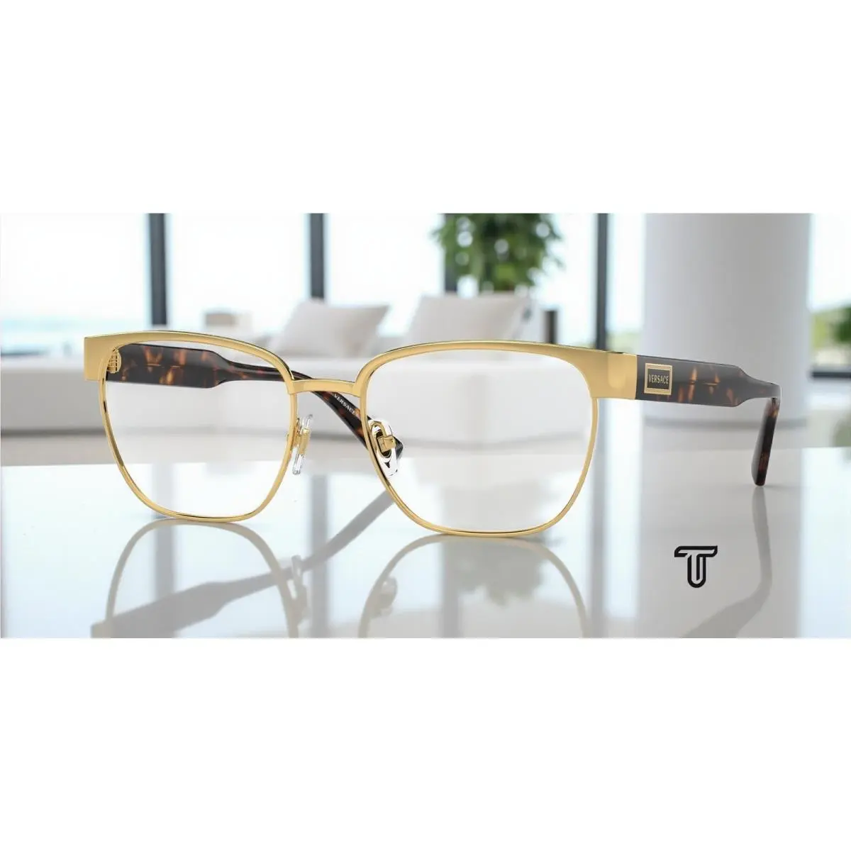 VE1264 1460 Pillow Gold Demo Lens 54 mm Men`s Eyeglasses by Versace