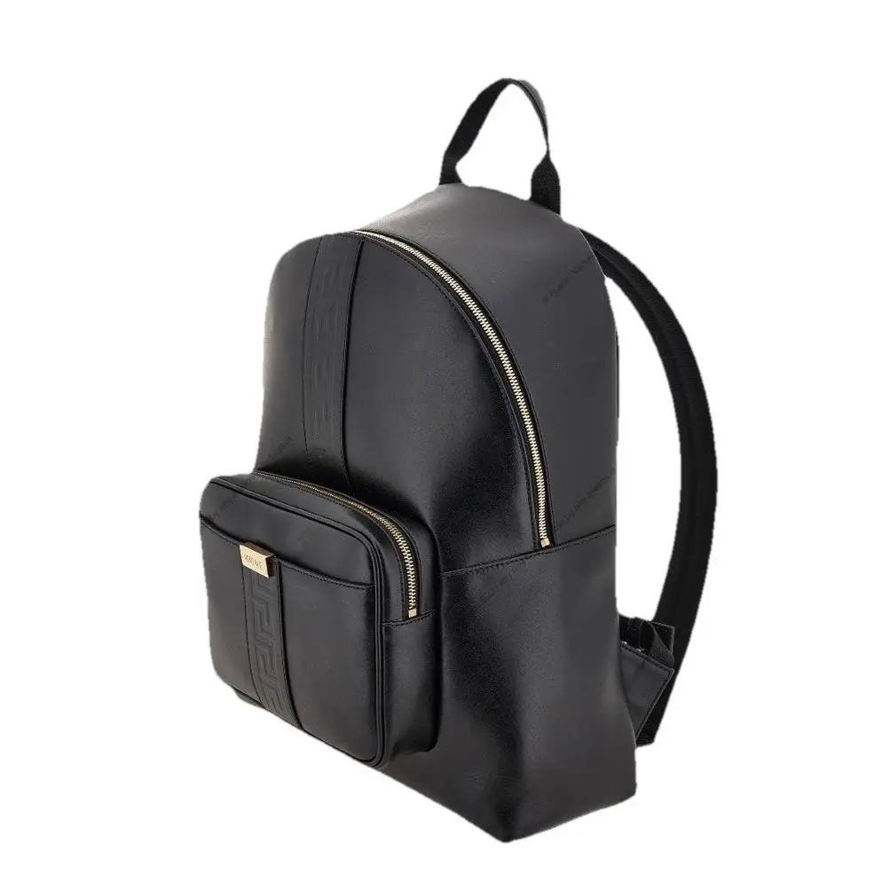 Versace Greca Embossed Leather Black Backpack Made in Italy 1020735NWT