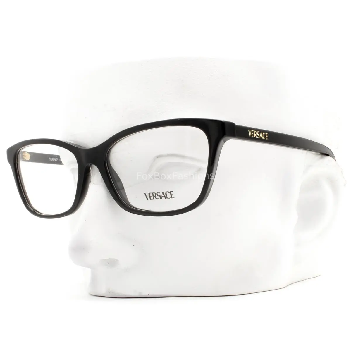 Eyeglasses Glasses MOD3375 GB1 Shiny Black Gold Logo 54-16-140 with Case by Versace