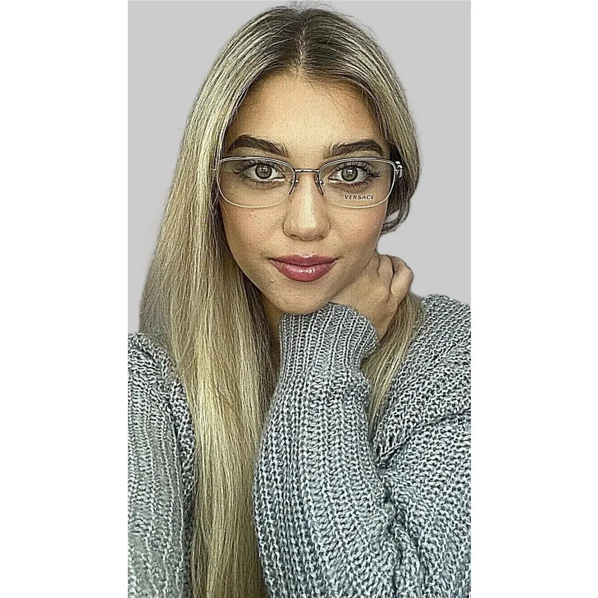 Mod. 1230-B Silver 54mm Semi-rimless Women`s Eyeglasses Frame by Versace