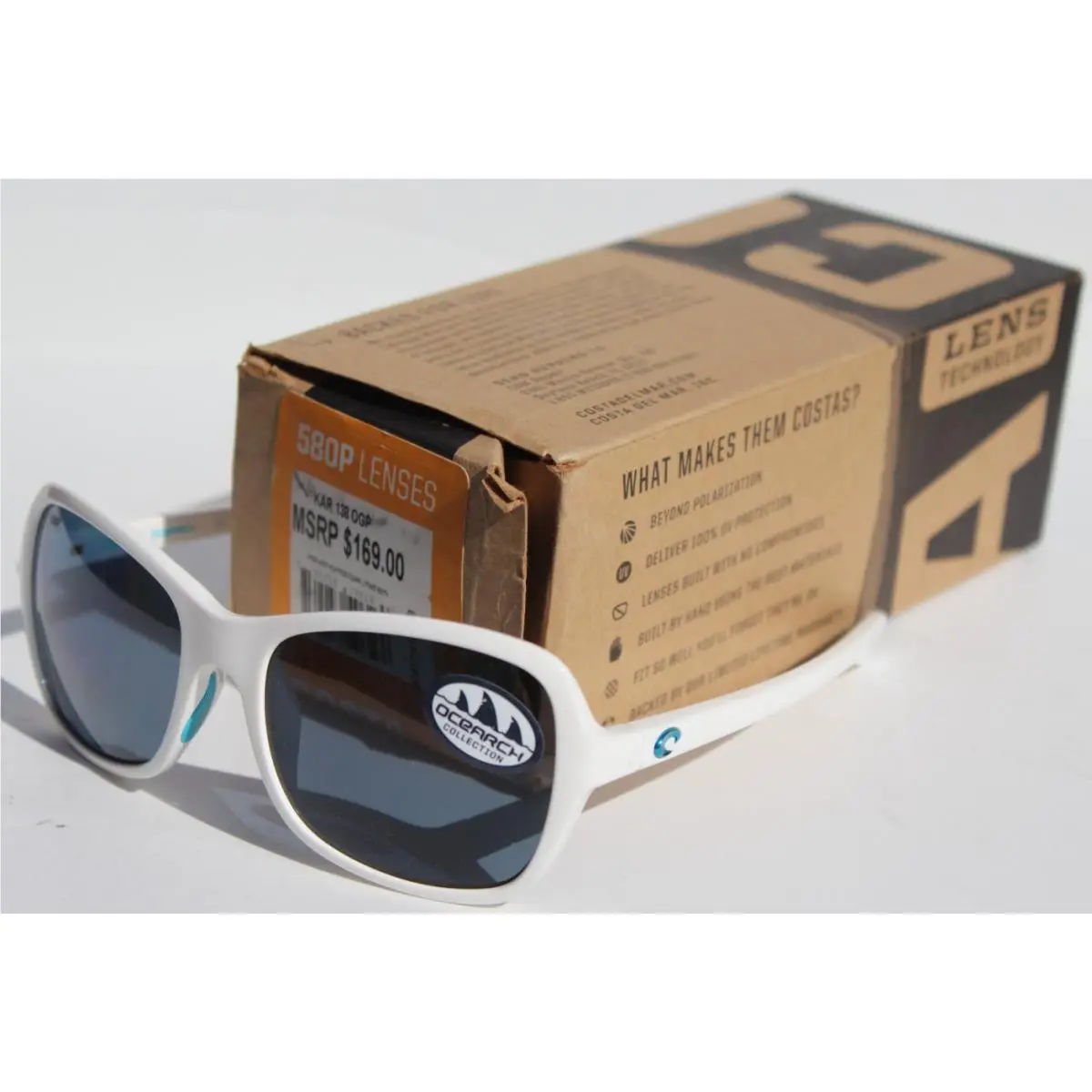 Costa Del Mar Kare Polarized Womens Sunglasses Great White/gray 580P Rare