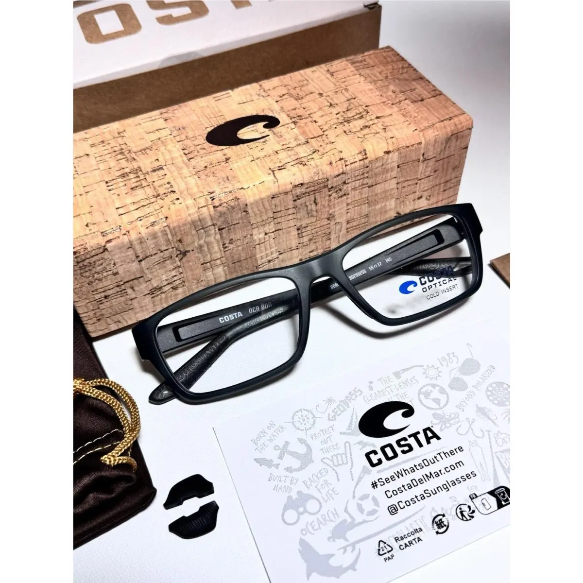Costa Del Mar 6A8023 02 Ocean Ridge 800 Matte Smoke Crystal Eyeglasses Frame 55