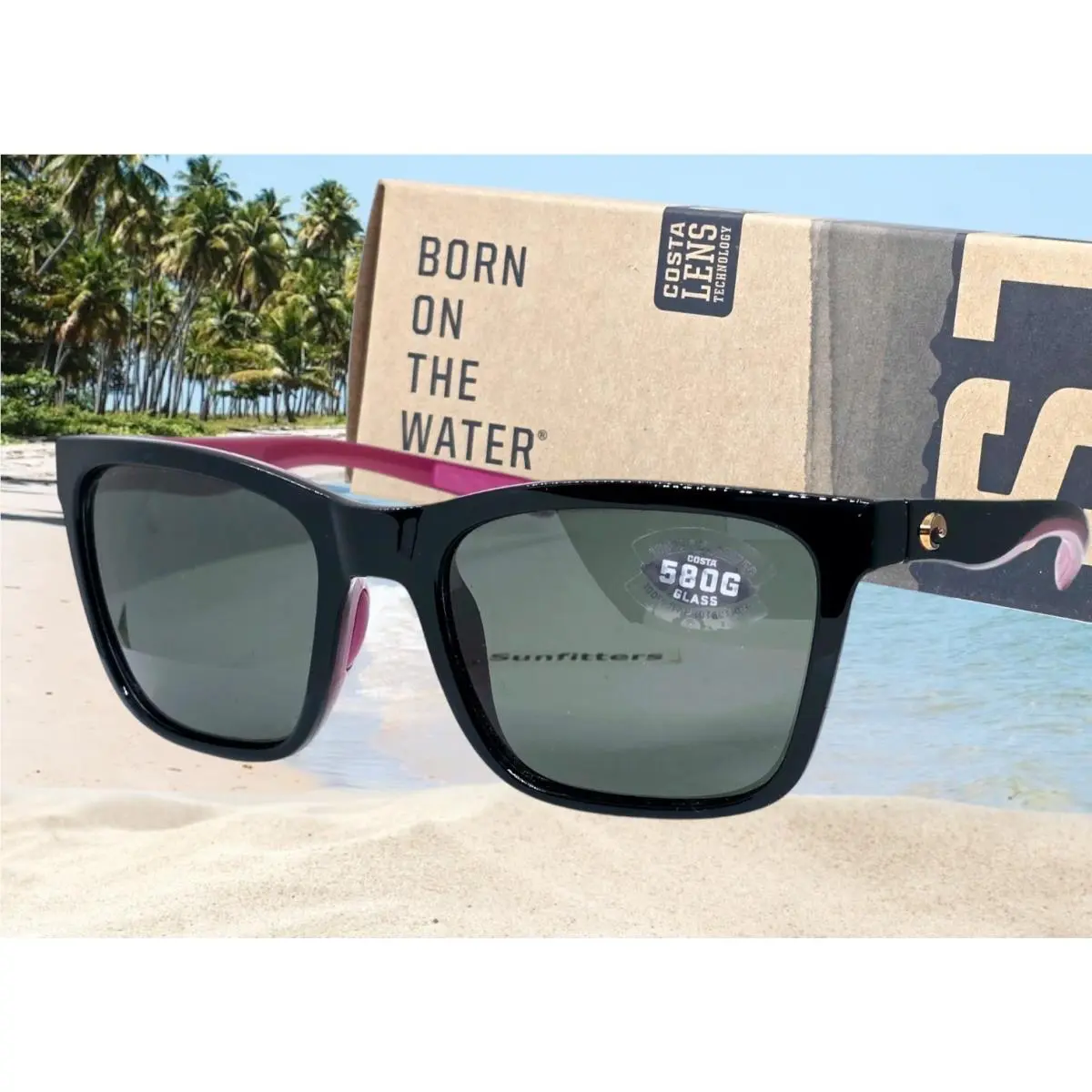 Costa Del Mar Shiny Black-pink/gray Panga Polarized 580G Sunglasses