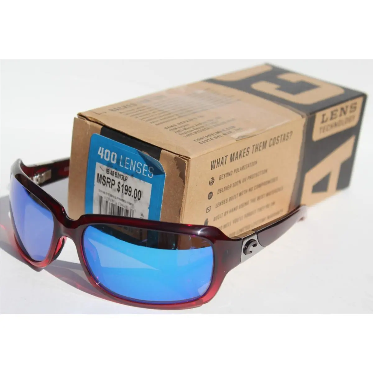 Costa Del Mar Isabela Polarized Womens Sunglasses Pomegranate/blue 400G Rare