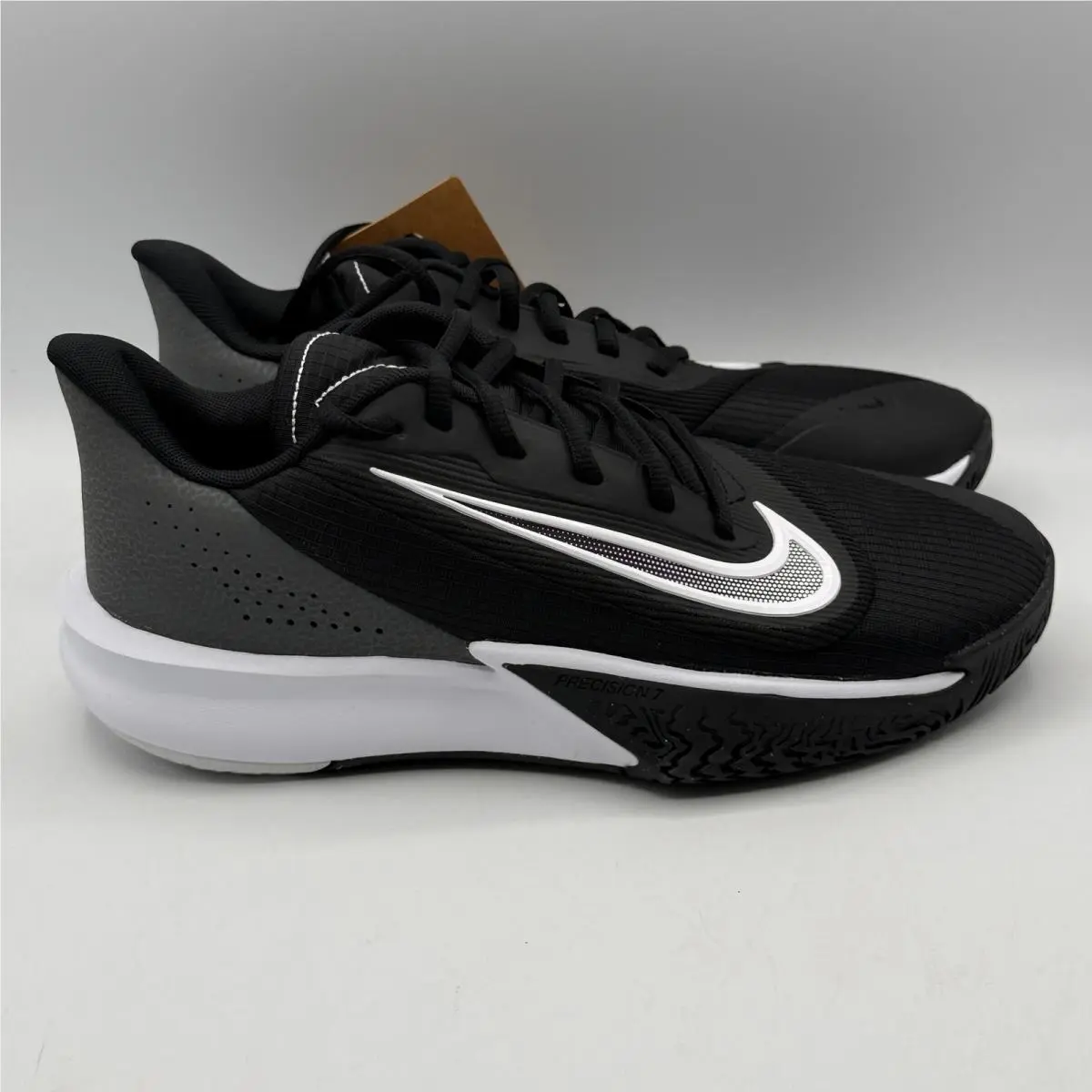 Nike Precision Vii Basketball Shoes Mens 9 Black White Iron Grey FN4322-005