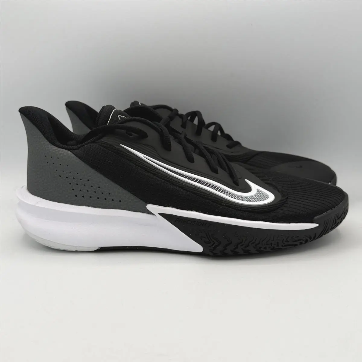 Nike Precision Vii Shoes Mens 10.5 Black White Iron Grey Basketball FN4322-005