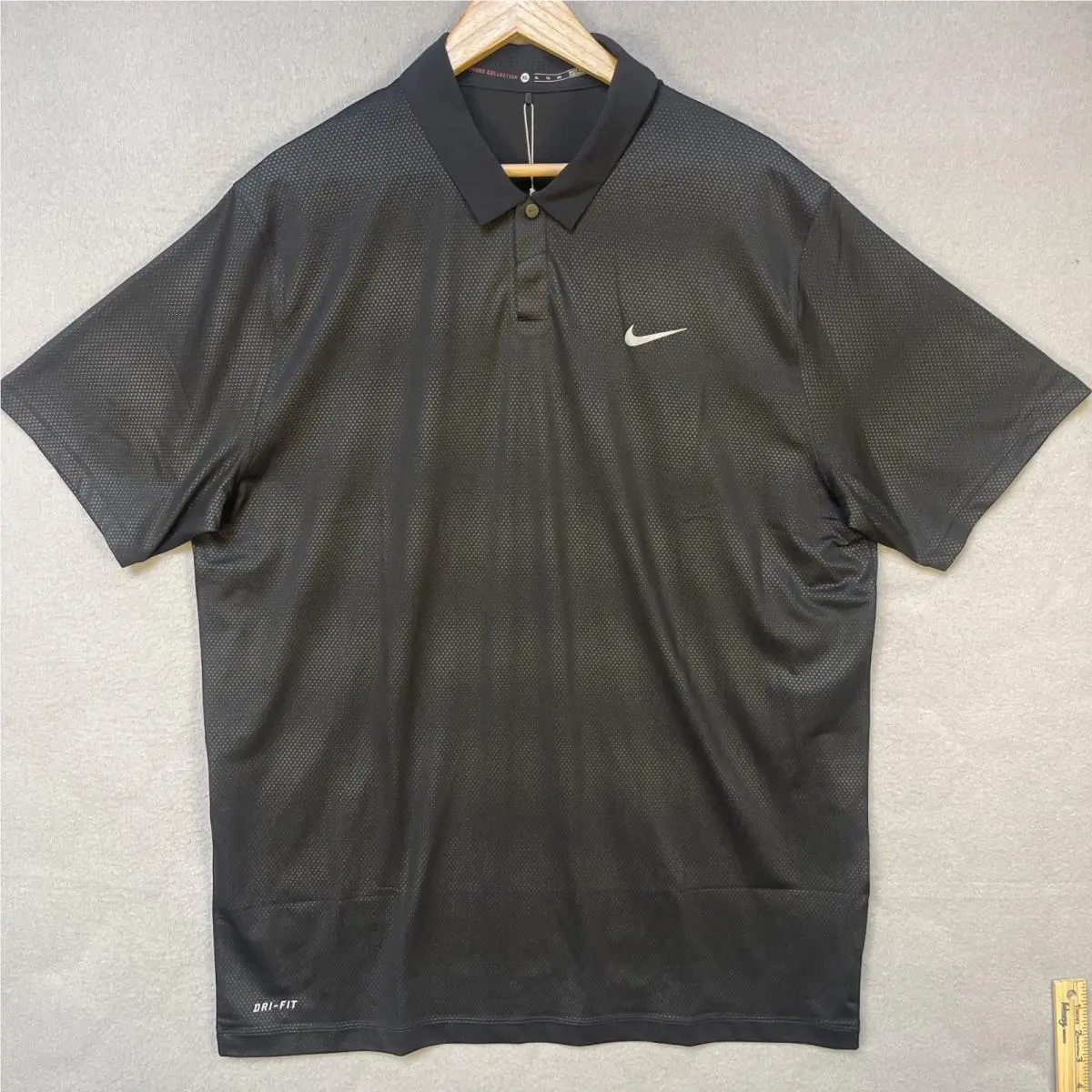 Nike Golf Tiger Woods Collection Polo Shirt Mens XL Black Micro Dot Print