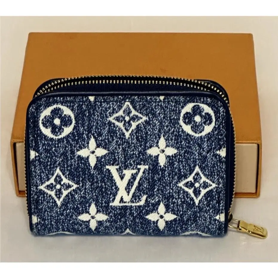 Louis Vuitton Jean Denim Blue Zippy Coin Card Wallet For Bag