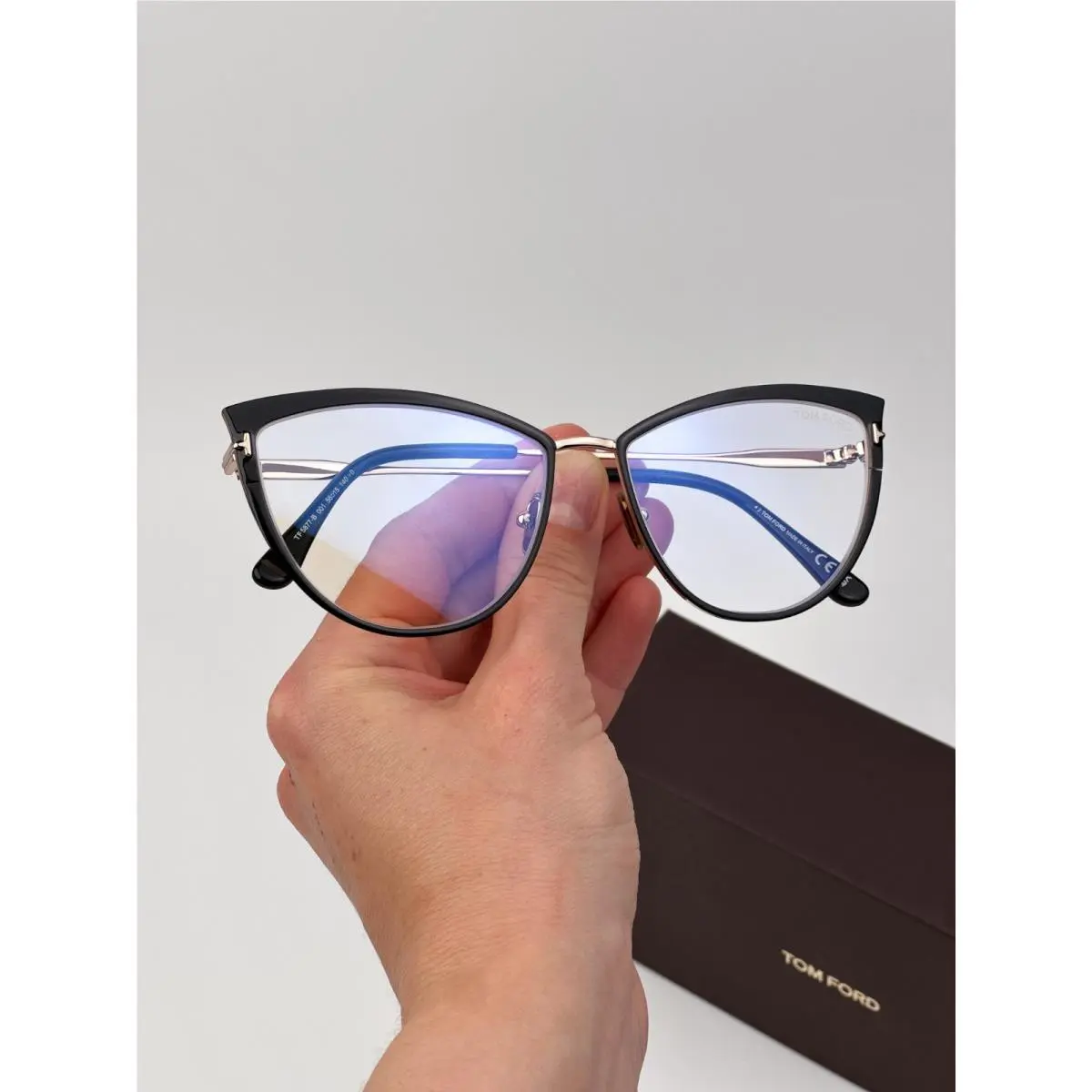 Women Eyeglasses Black Gold Cat Eye FT5877-B 001 by Tom Ford
