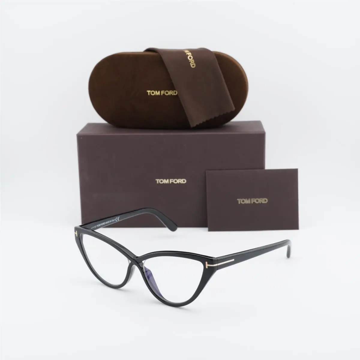FT5729-B 001 Black/clear/blue-light Block Lenses 56mm Eyeglasses by Tom Ford