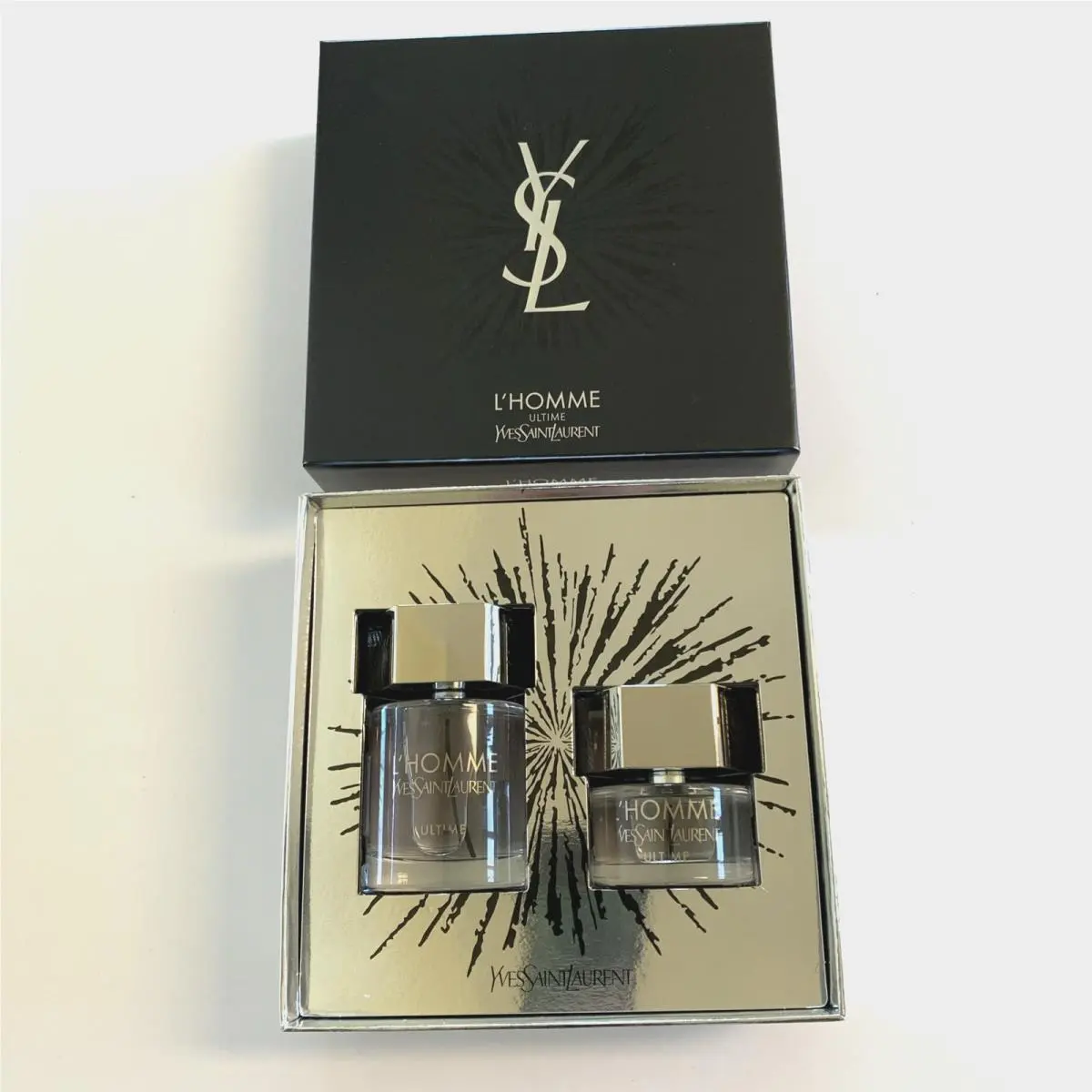 2pc Yves Saint Laurent Ysl L`homme Ultime Eau de Parfum Spray 3.3 oz 1.3 Cologne