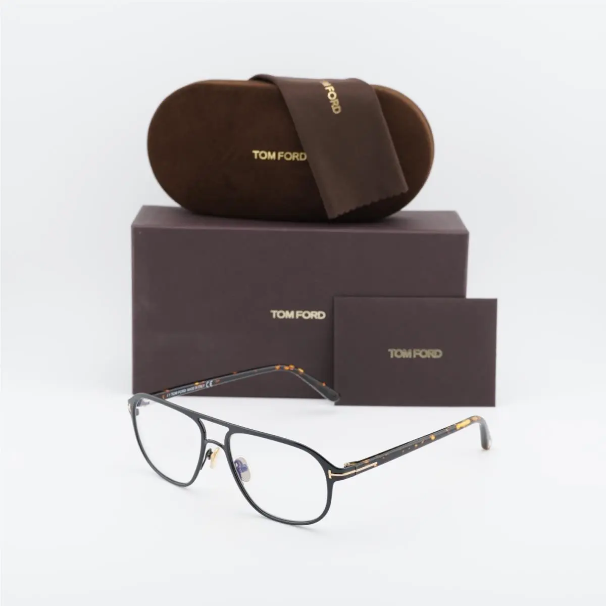 Tom Ford FT5751-B 001 Shiny Black/shiny Dark Havana 55mm Eyeglasses