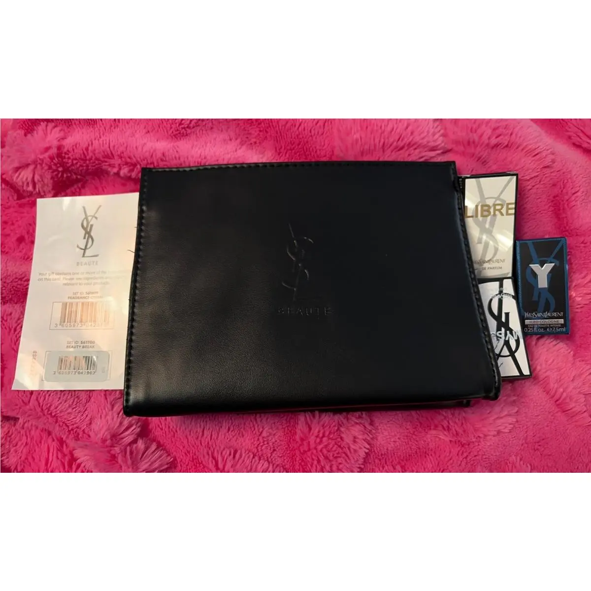 Ysl Beaute Black Makeup Bag Clutch Leather by Yves Saint Laurent