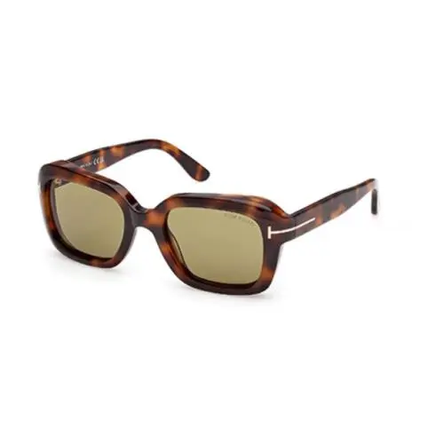 FT1283 Natalia 02 53N Blonde Havana/ Green Square Women`s Sunglasses by Tom Ford
