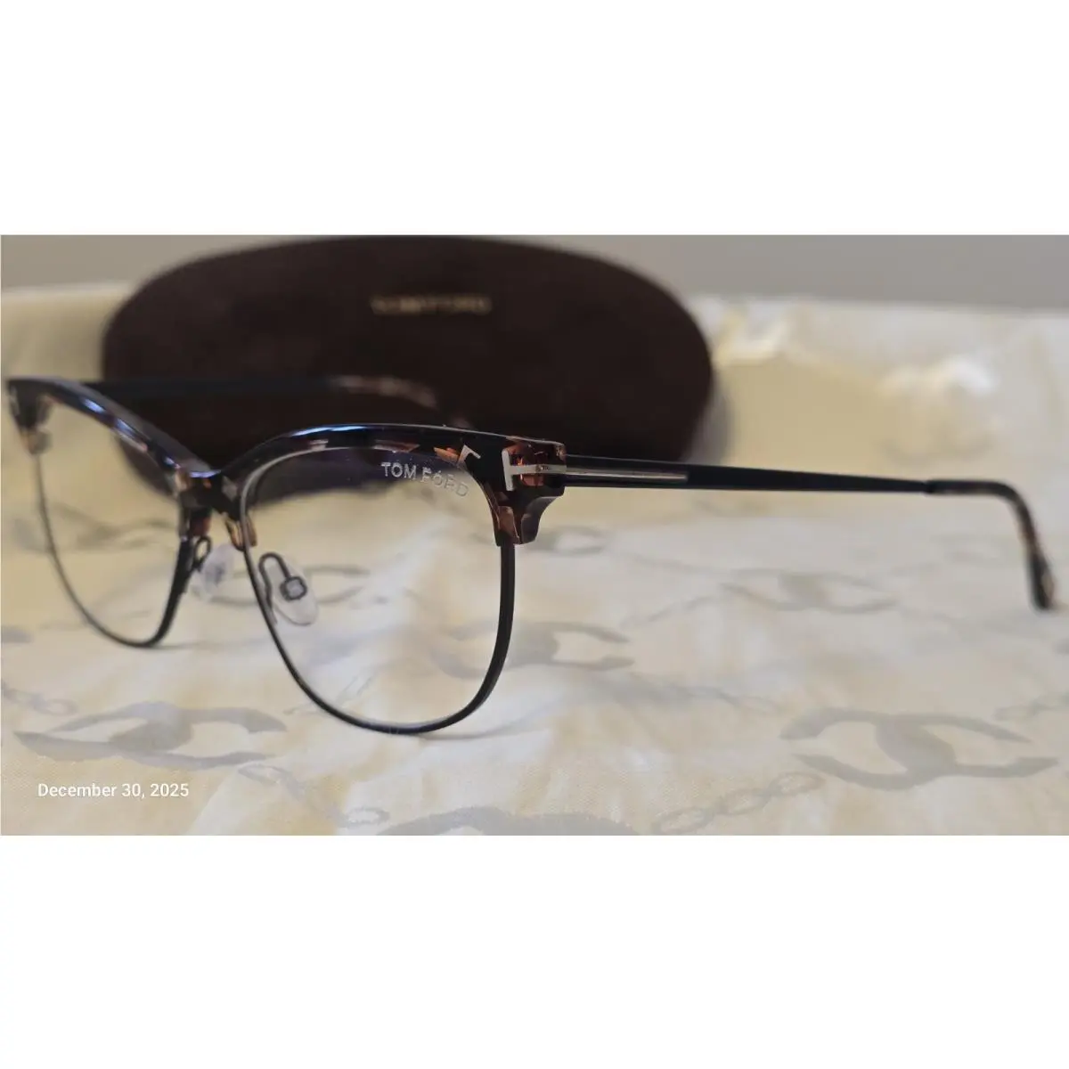 Tom Ford TF 5546-B 055 Rectangle Tortoise Eyeglasses Clear Lenses