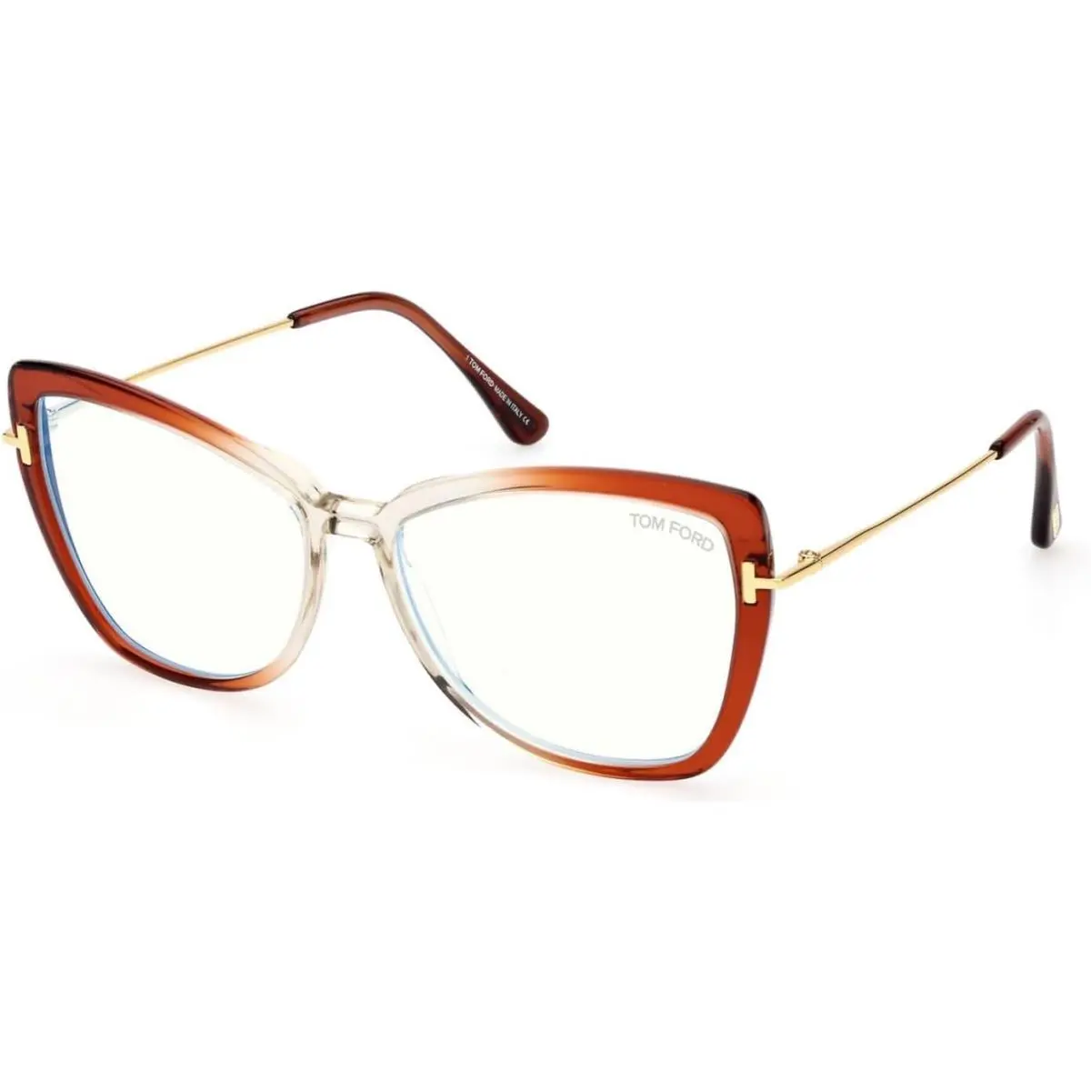 Tom Ford Eyeglasses w TF Case FT5882-B 044 - Orange Crystal Fade 55-15-135