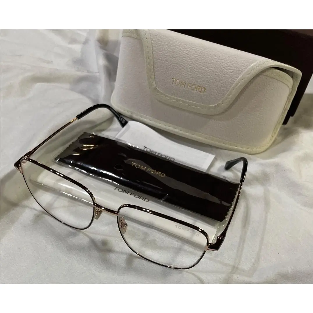 Tom Ford FT6136-B 001 Eyeglasses Black/gold Clear Lens