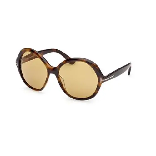 Tom Ford FT1282 ANNABELLE-02 52E Dark Havana/ I Yellow Round Women`s Sunglasses