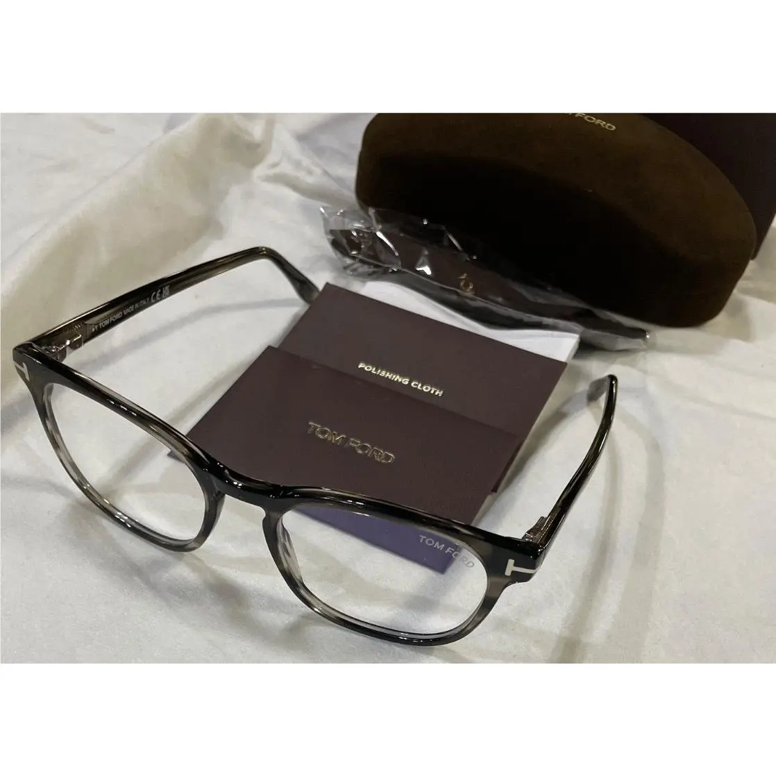 Tom Ford FT5868-B/V 020 53-18 Grey Havana Frame - Clear Lens