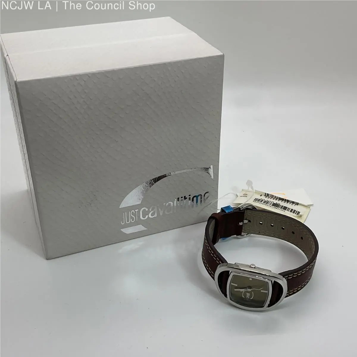 Just Cavalli Time Silver Tone Brown Leather Band Watch