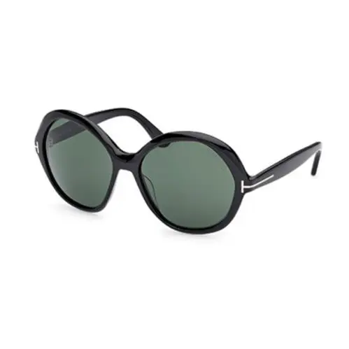 FT1282 ANNABELLE-02 01N Shiny Black/green Round Women`s Sunglasses by Tom Ford