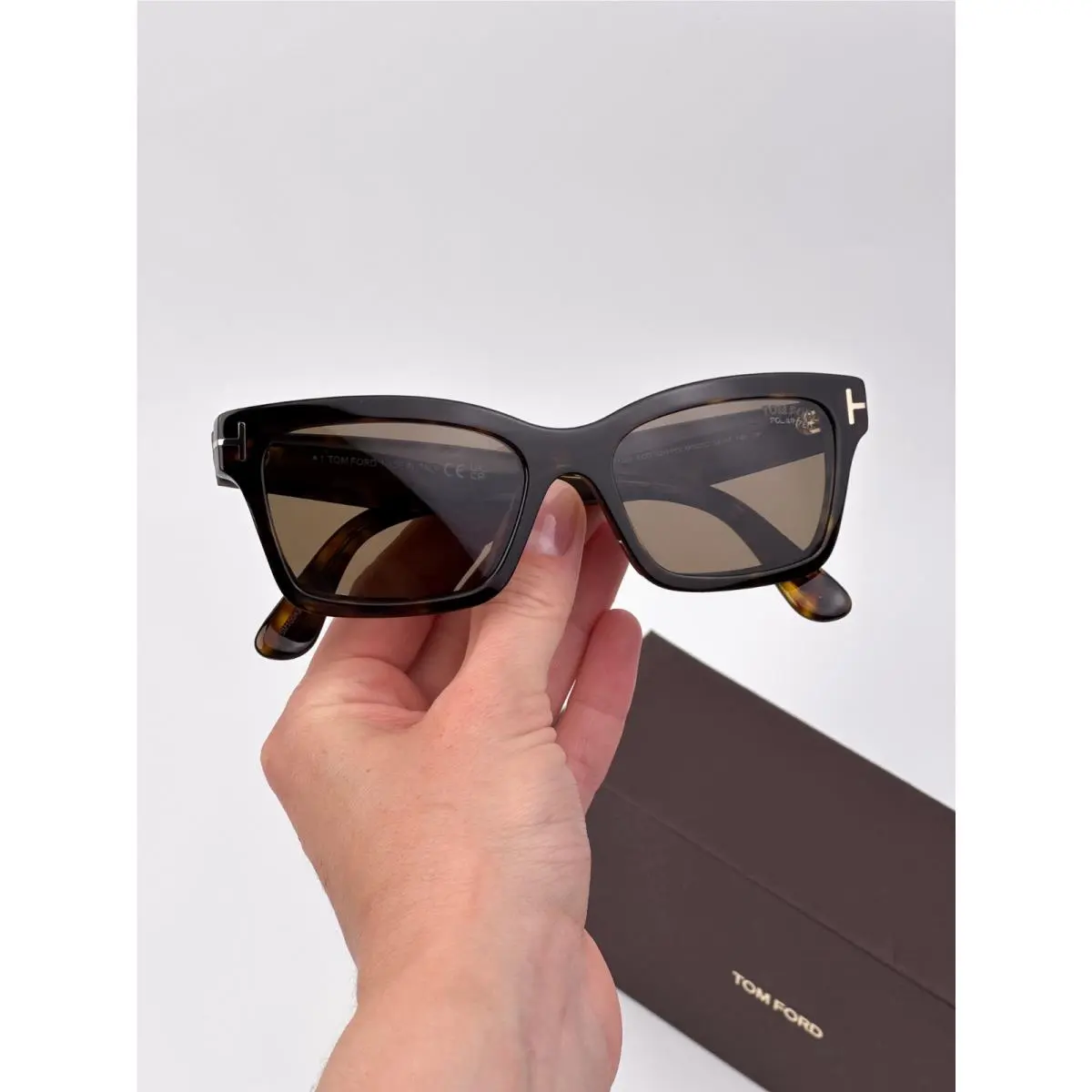 Tom Ford Mikel Women Sunglasses Havana Brown Polarized Rectangle FT1085 52H