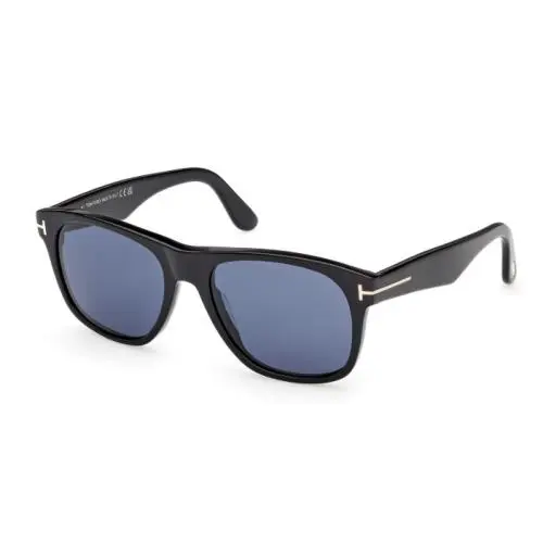 Tom Ford FT1284 MARLON-02 01V Shiny Black/ Blue Square Men`s Sunglasses
