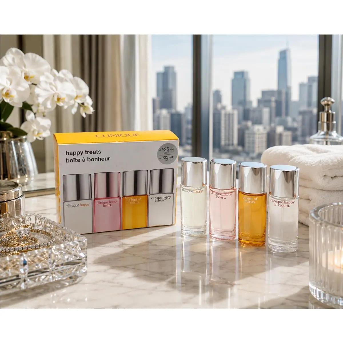 Clinique Happy Treats Perfume Mini Spray Gift Set Rare Set of 4 .24 oz