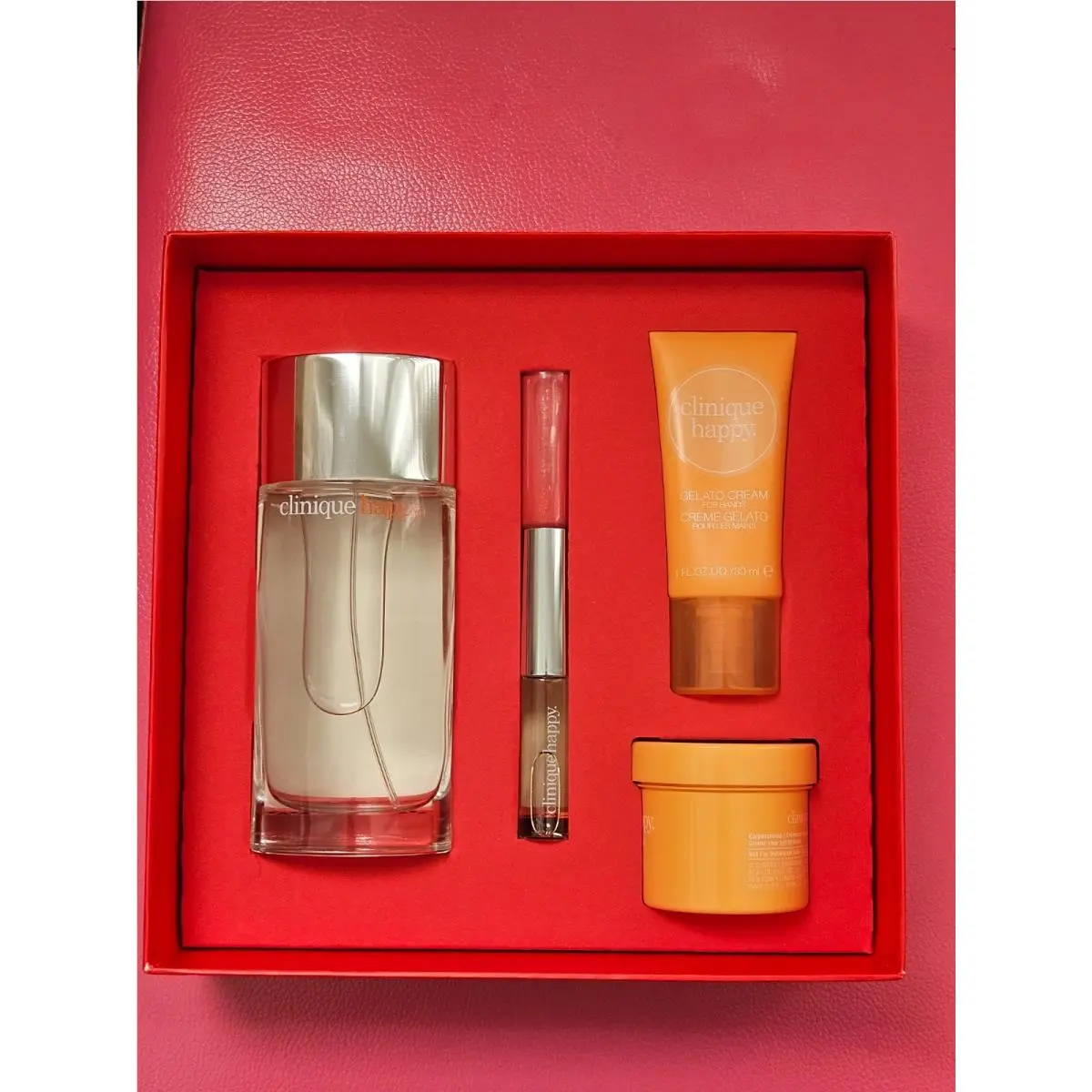 Clinique Perfectly Happy 4 pc Gift Set Spray/gelato Cream/rollerball/nib