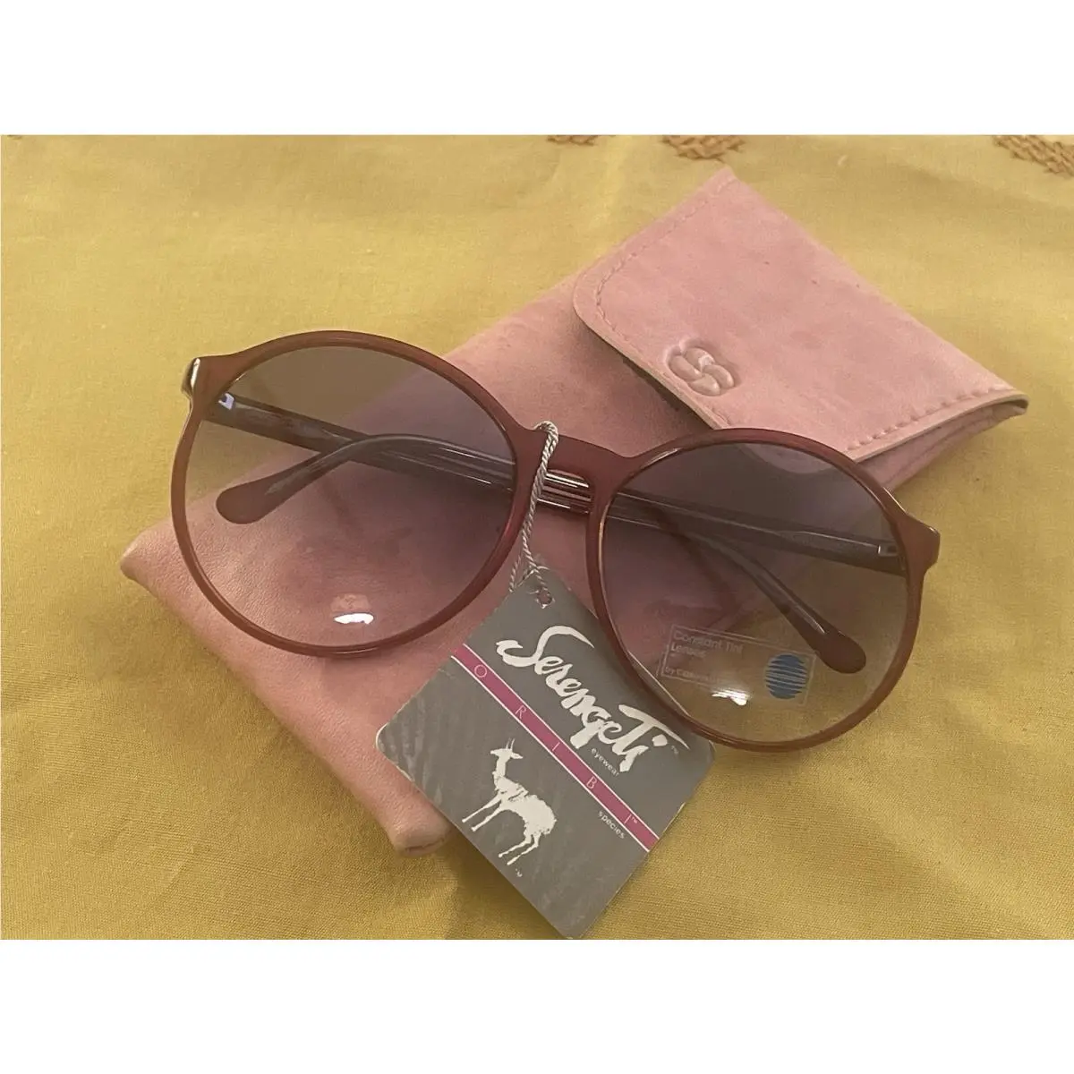 Vintage Burgundy Serengeti 1980s Sunglasses Made In Hong Kong with Pink Case